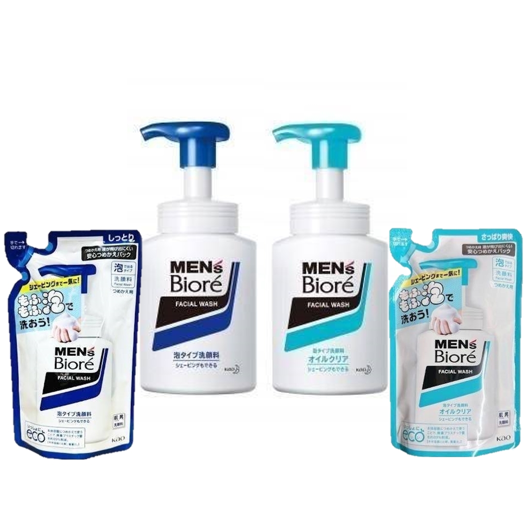 โฟมล้างหน้าวิปนุ่มๆ Men's Biore Foam Type Facial Cleanser Oil Clear ขวดจริงขนาด 150 ml