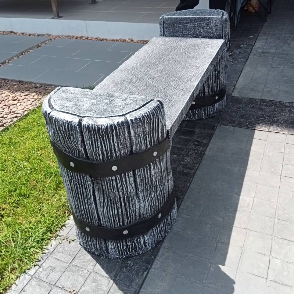 เก้าอี้เปลือกไม้ ม้านั่งเปลือกไม้ ม้านั่งแต่งสวน เก้าอี้แต่งสวน เก้าอี้ปูนลายไม้ ม้านั่งปูนลายไม้ รุ่น thaidesign A01 สีเทา