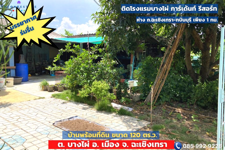 🌿ขายบ้านเดี่ยวพร้อมที่ดิน 120 ตร.ว. ใกล้ตัวเมืองแปดริ้ว บรรยากาศร่มรื่น เหมาะสำหรับนักลงทุนและครอบครัวที่มองหาบ้านหลังใหม่!