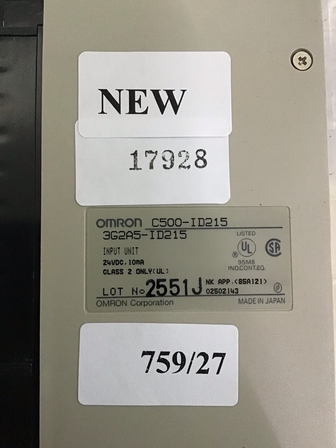 PLC " OMRON " MODEL : C500-ID215