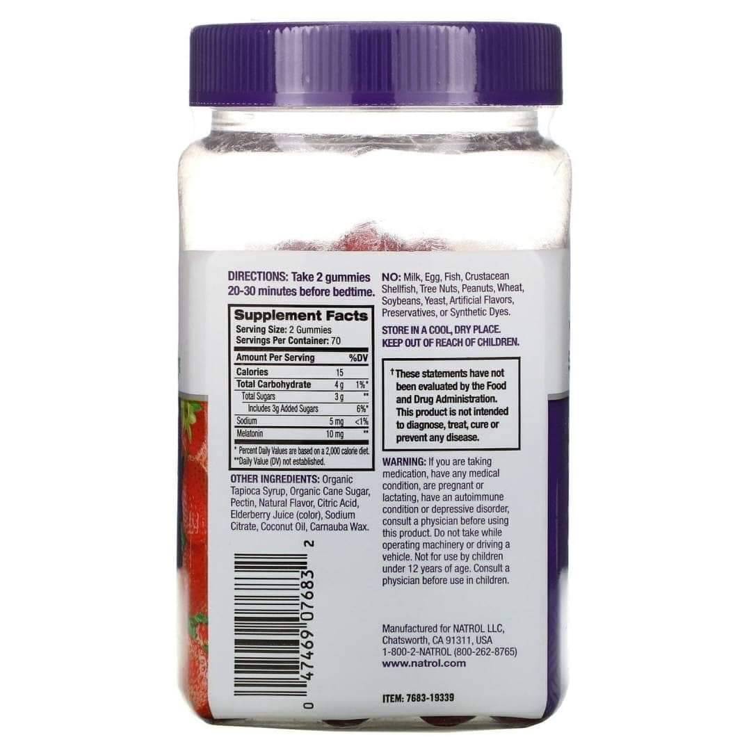 อาหารเสริมเมลาโทนิน Natrol Gummies Melatonin 10 mg. ขนาด 140 ชิ้น