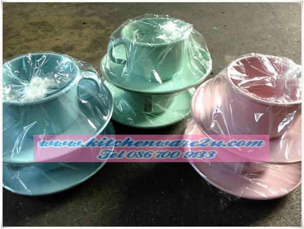 P06284 ชุดถ้วยกาแฟ แพคคู่ สีหวาน (ราคาส่งต่อ 10 โหล : 120 แพค: 240 ชุด คลิ๊กที่สินค้าเพื่อดูรายละเอียด)