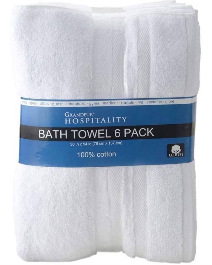 ผ้าเช็ดตัว Cotton 100% แพค 6 ผืน Grandeur Hospitality 100% Cotton Bath Towels - White 6 pack