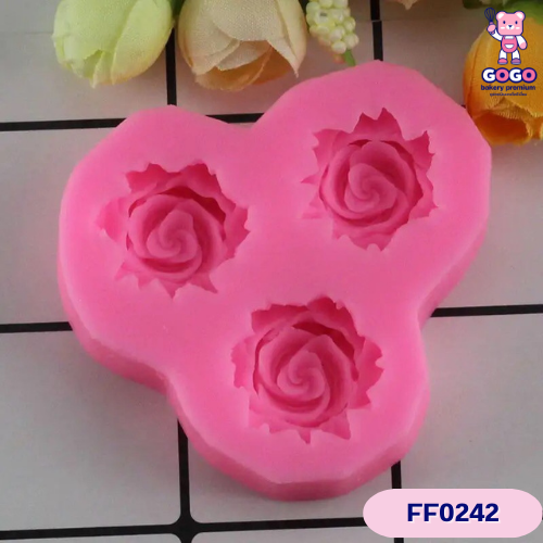 พิมพ์ดอกกุหลาบ 3 ช่อง พิมพ์ฟองดอง ทำวุ้น อาลัว ขนมไทย