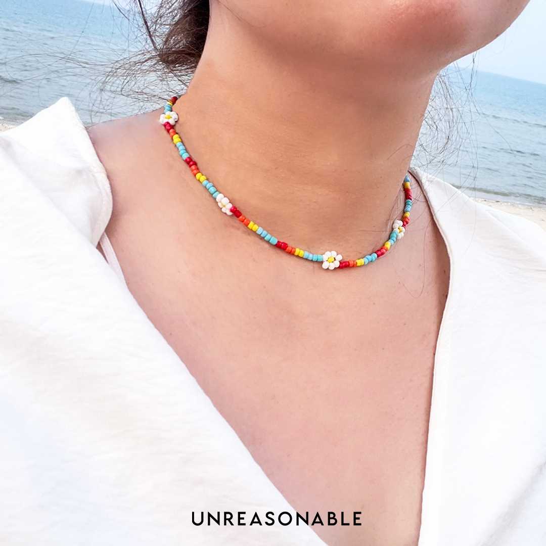 สร้อยคอลูกปัด ลายดอกไม้ หลากสี UA0867-01 Unreasonable Accessories
