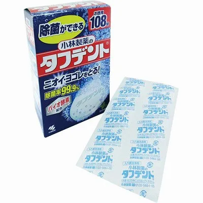 Kobayashi เม็ดฟู่ทำความสะอาดฟันปลอม แช่ฟัน แช่รีเทนเนอร์ Pharmaceutical Tufdent บรรจุ 108 เม็ด