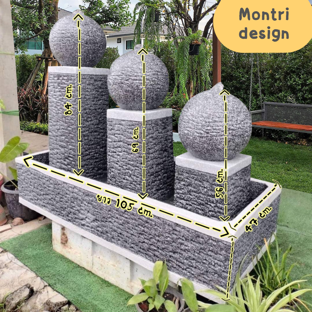 ชุดน้ำล้นแต่งสวน ชุดน้ำผุดระดับ 3 แต่งสวย สีเทาวินเทจ เรียบหรู เสริมฮวงจุ้ย เป็นสิริมงคลให้แก่ บ้าน ที่ทำงาน หรือคอนโด