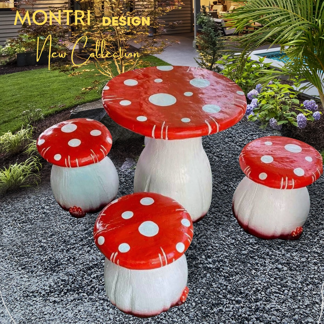 ชุดโต๊ะสนาม โต๊ะสนาม ชุดโต๊ะเก้าอี้รุปเห็ด โต๊ะสนามแต่งสวน รุ่น A4