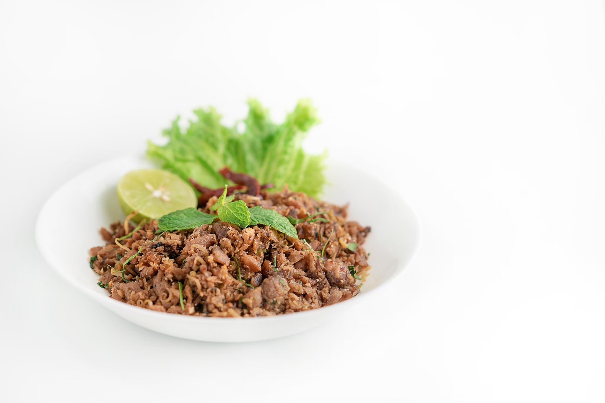 ลาบเห็ดเจ (Minced mushroom’s stipe thai salad)