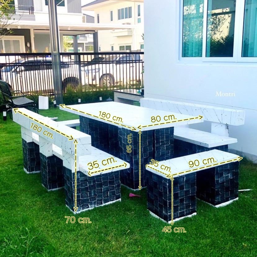 ชุดโต๊ะสนามกลางแจ้ง โต๊ะสนามกลางแจ้ง ชุดโต๊ะพนักพิง ขนาด 180*80 cm.