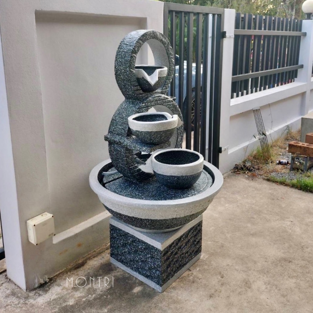 น้ำล้นตกแต่งสวน น้ำล้นเลข8 ไซน์มินิ เหมาะสำหรับวางในพื้นที่จำกัดได้ ขนาดสูง 120 อ่างกว้าง 66 cm. ฟรีปั้มน้ำพร้อมติดตั้ง