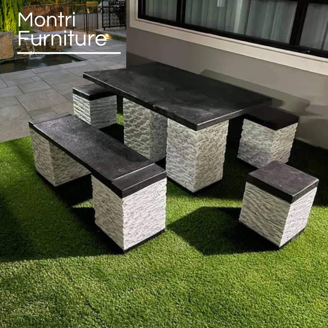 ชุดโต๊ะสนามปูน โต๊ะปูนสนาม ชุดโต๊ะสนาม เฟอร์นิเจอร์สนาม ชุด 6 ที่นั่ง