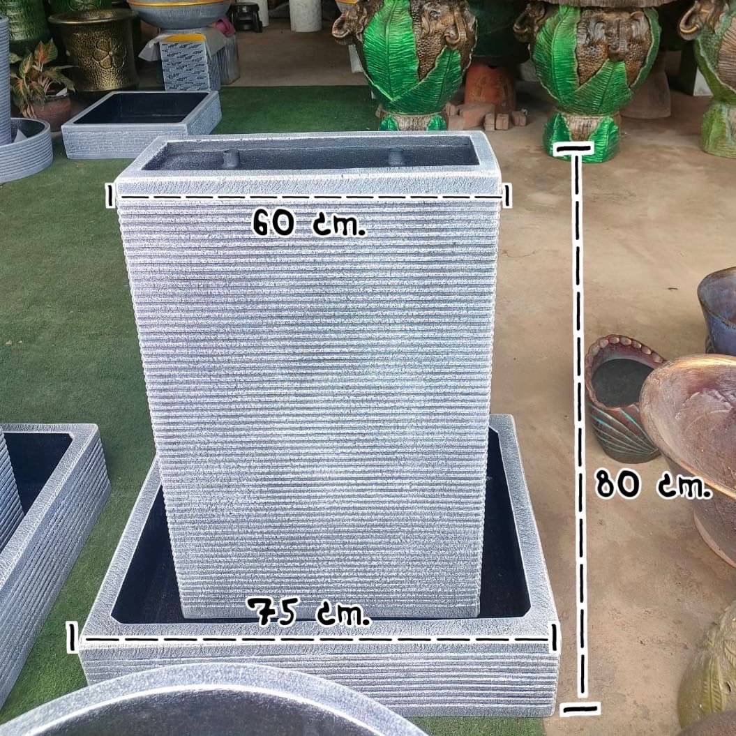 น้ำล้นจัดสวน น้ำพุแต่งสวน รูปทรงสี่เหลี่ยม ดีไซน์หรูหรา งานคุณภาพ