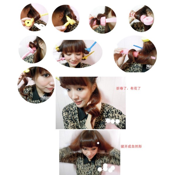 ก้านฟองน้ำ 3 สี อุปกรณดัด/ม้วนผม สำหรับทำผมหยิก ด้วยตนเอง