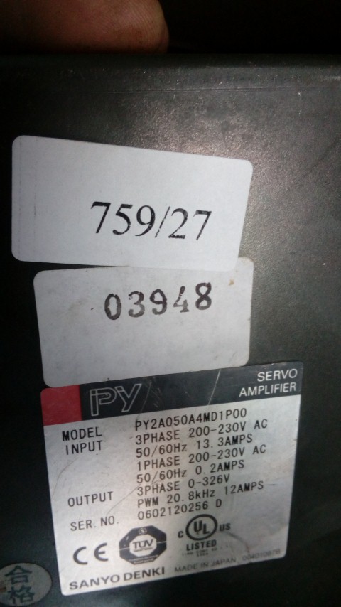 SERVO DRIVE " SANYO DENKI " MODEL : PY2A050A4MD1P00