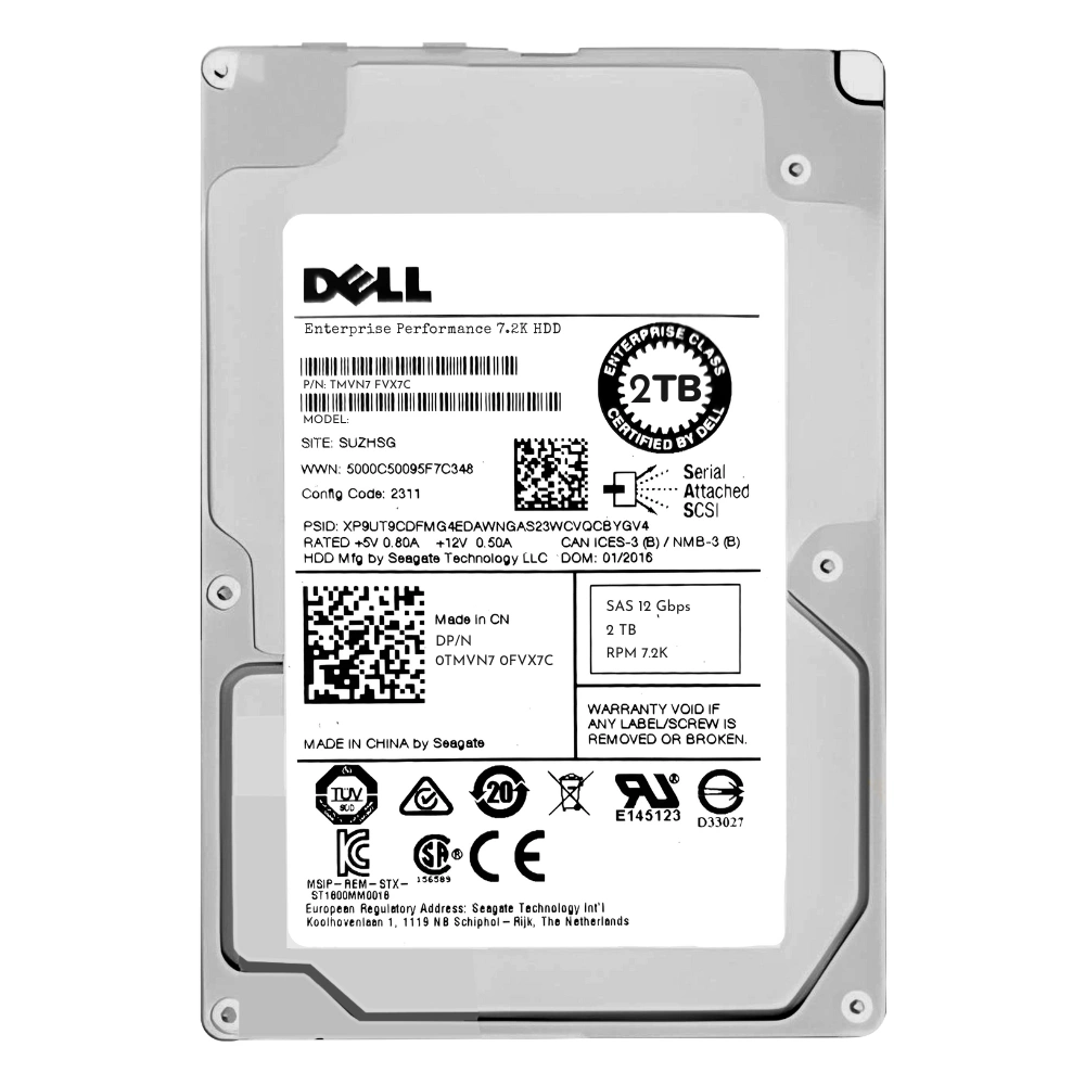 Dell HDD Server 2TB SAS 12Gbps 7.2K TMVN7 FVX7C Harddisk Server