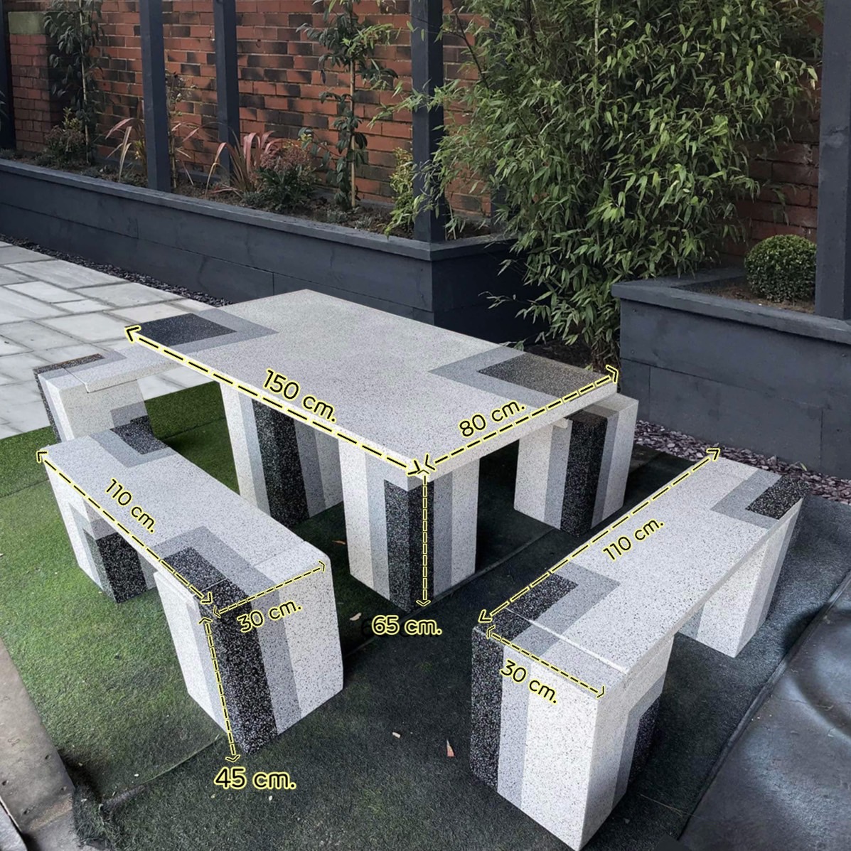 โต๊ะสนามกลางแจ้ง โต๊ะสนาม ชุดโต๊ะสนาม ชุด 8 ที่นั่ง ลายหินอ่อน