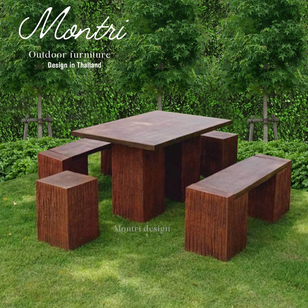 ชุดโต๊ะปูนลายไม้ ชุด 6 ที่นั่ง รุ่น Alinda1234 ที่นั่ง ชุดโต๊ะสนาม
