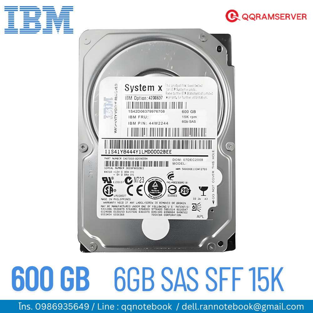 HDD Server IBM x3200 M2 600GB 6Gbps 15k Harddisk Server