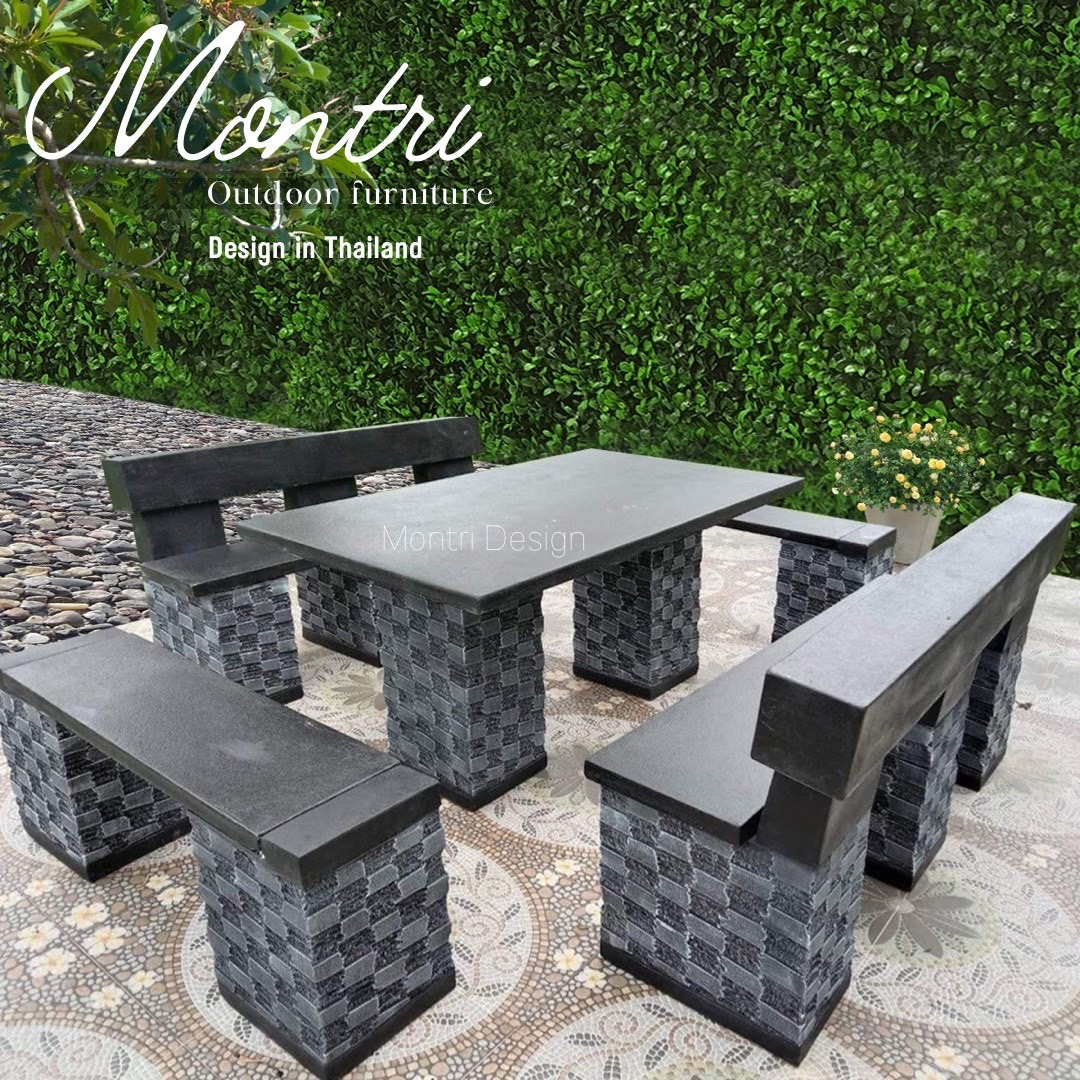 ชุดโต๊ะโมเดิร์นพนักพิง ชุดโต๊ะ เก้าอี้พนักพิง โต๊ะปุนสนาม โต๊ะสนามกลางแจ้ง รุ่น LA01