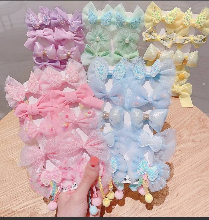 💗มาหยากิ๊ฟช้อป💗 กิ๊บติดผมเด็ก กิ๊บโบว์นารัก สีสันสดใส เหมาะสำหรับเด็กผู้หญิงน่ารักๆ ทั่วไป แพ็ค 1 มี 10 ชิ้น