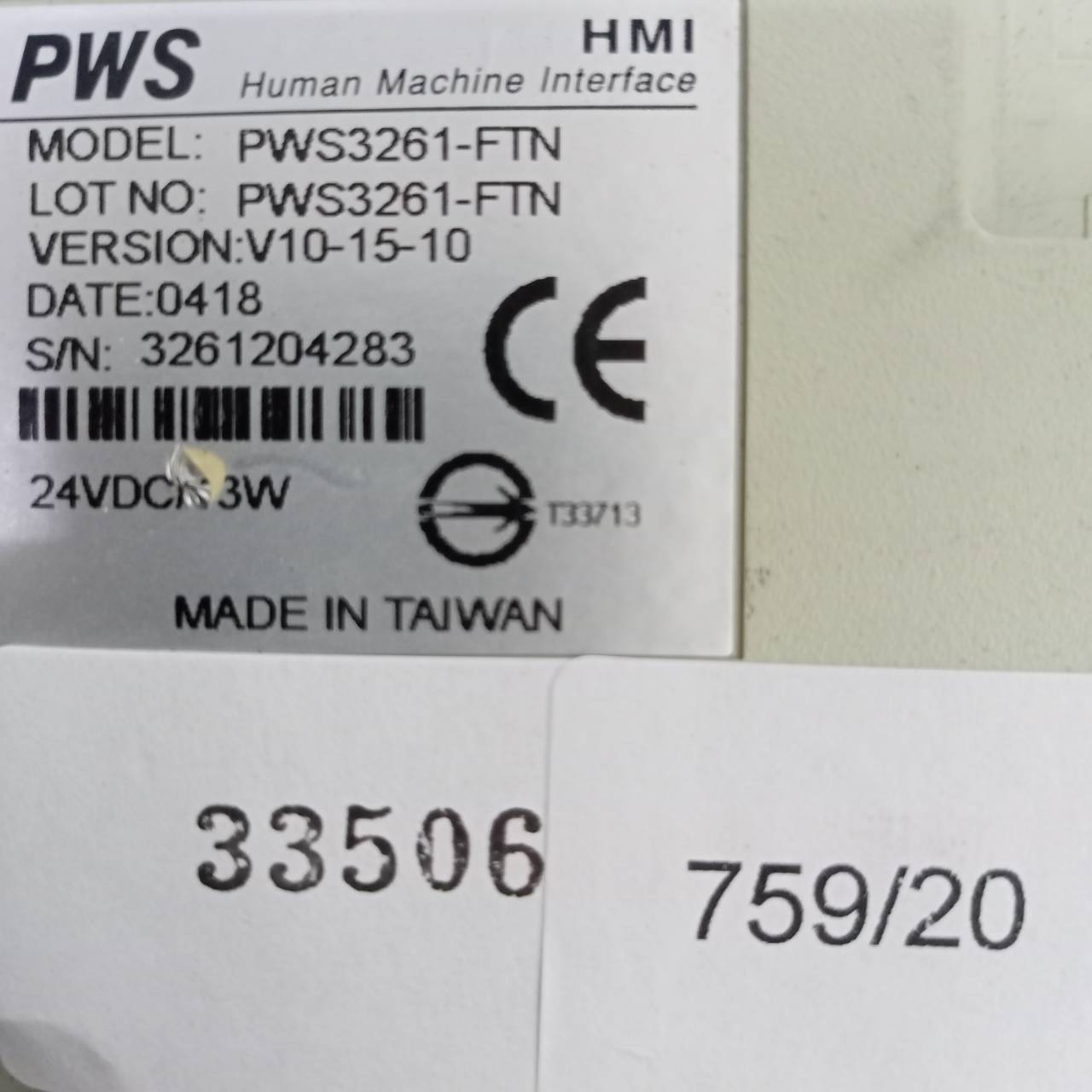 Hitech hmi รุ่น PWS3261-FTN