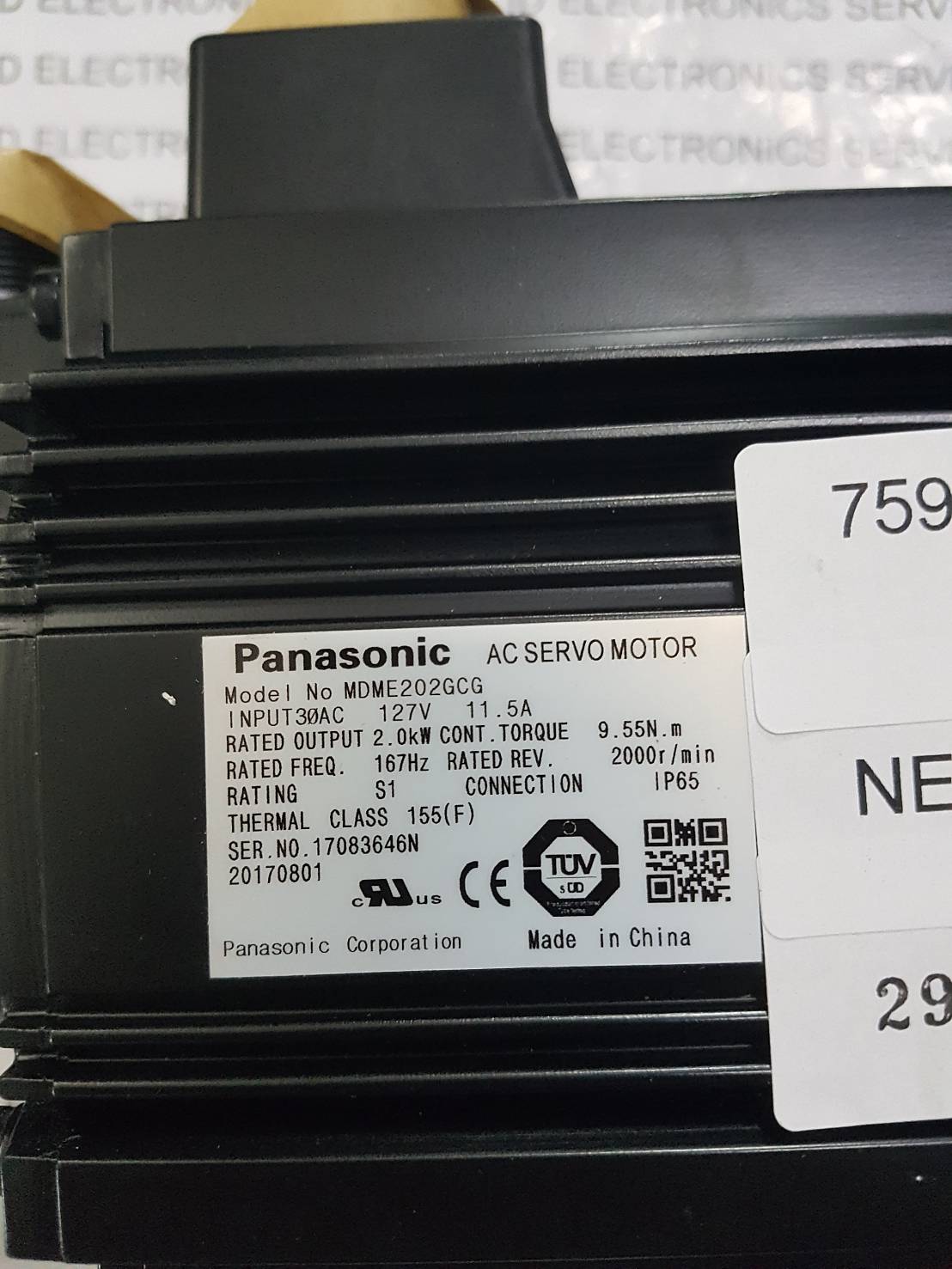 SERVO MOTOR " PANASONIC " MODEL : MDME202GCG