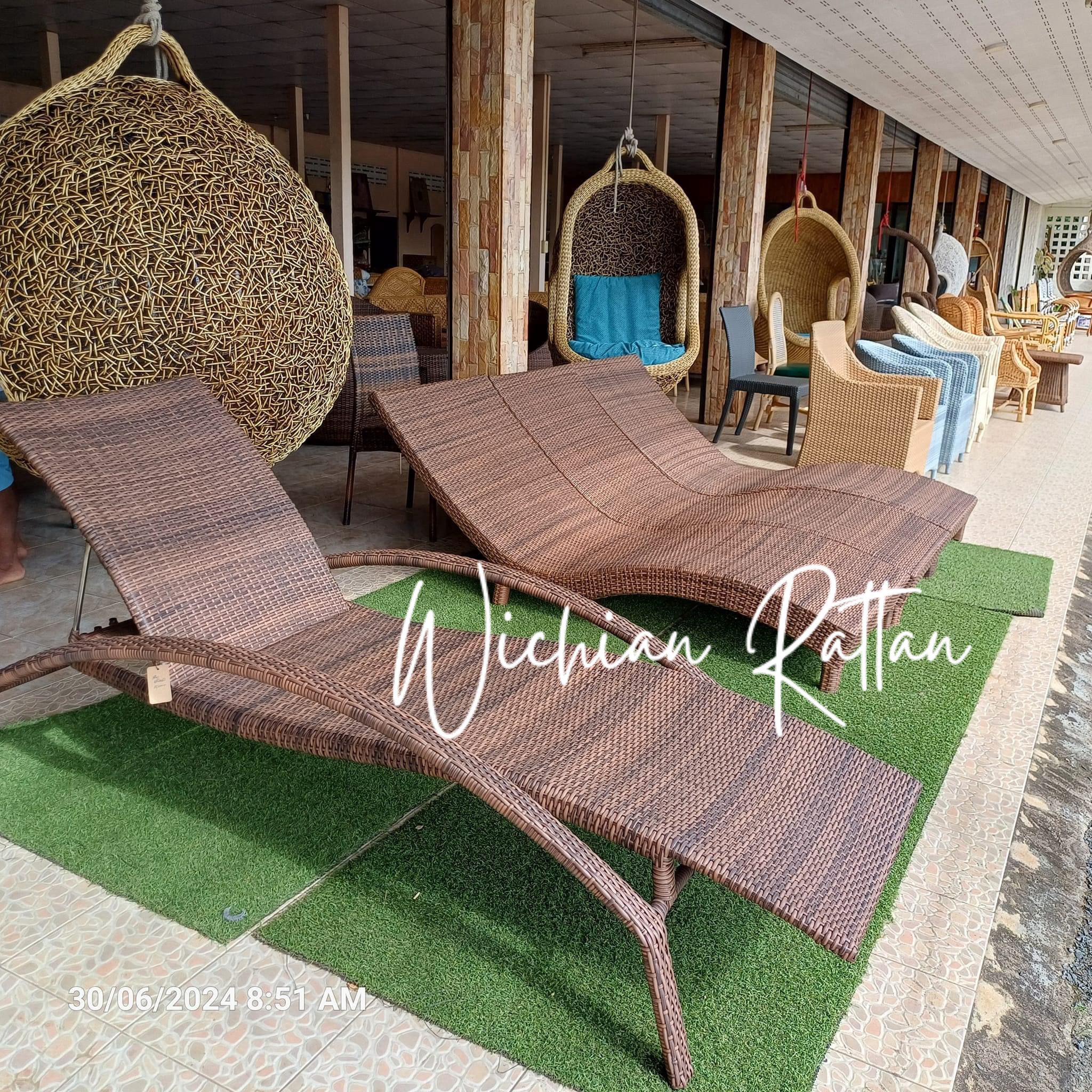 เตียงอาบแดดหวายเทียมปรับระดับได้ รุ่น L07