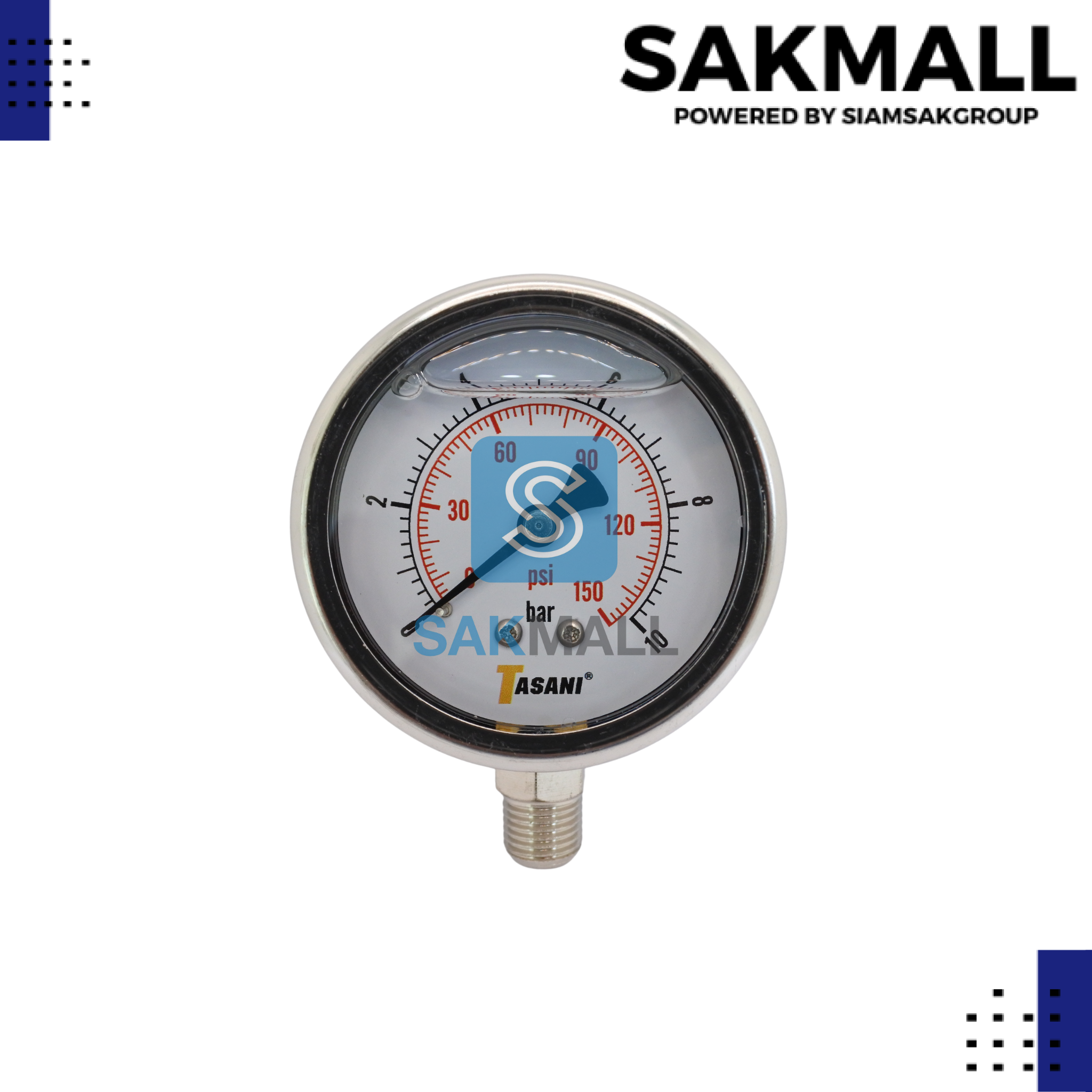 Pressuse Gauge ออกล่าง Y-60 น้ำมัน (10 Bar -150 Psi) TASANI