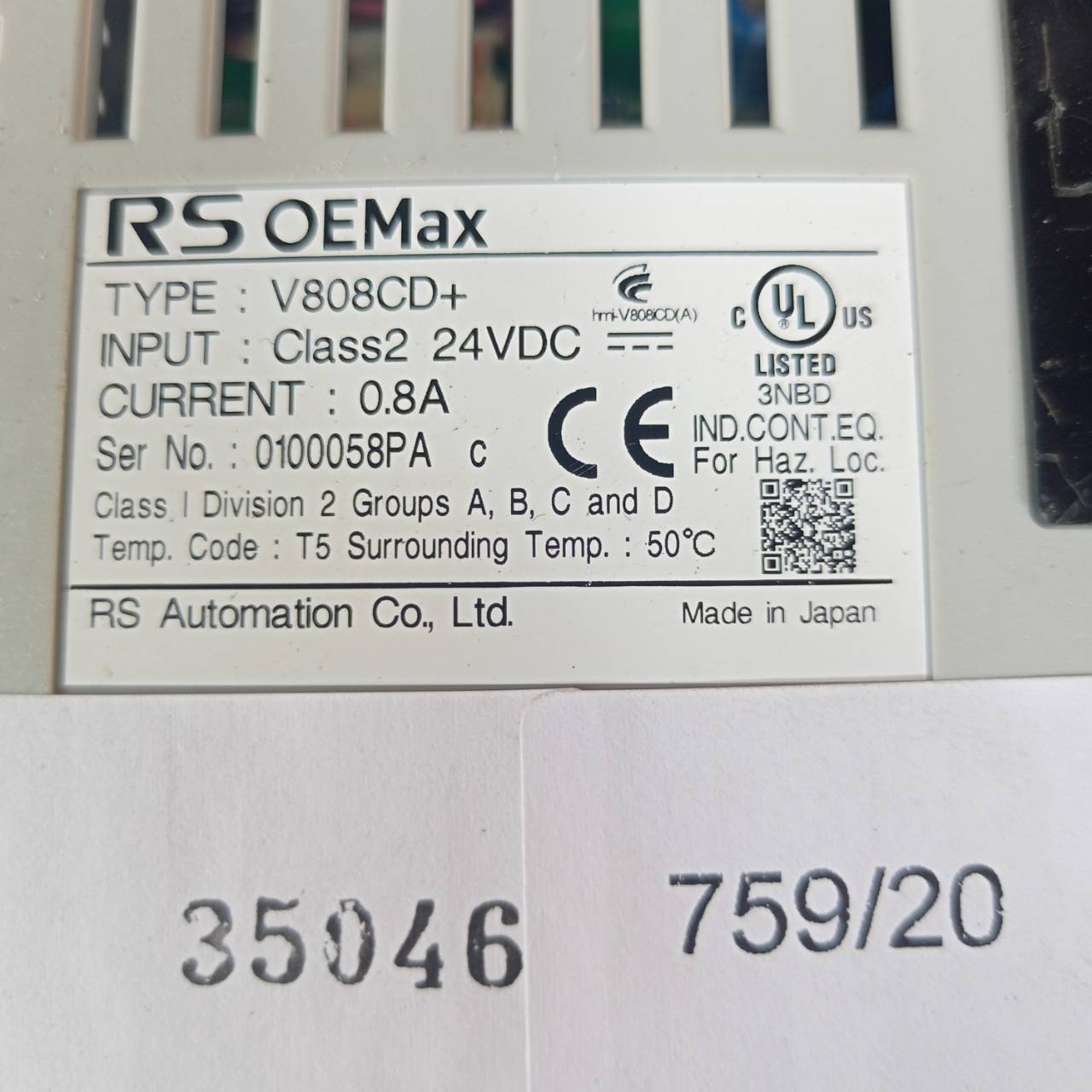 HMI " HAKKO " MODEL : V808CD+