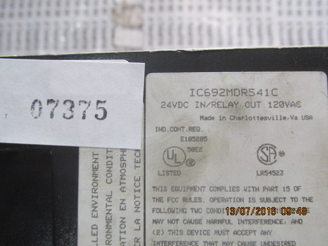 PLC " GE FANUC " MODEL : IC692MDR541C