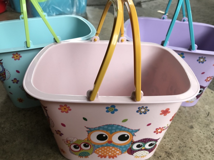 P10539 ถังเหลี่ยมหูหิ้ว นกฮูก (25*18*17 cm) น่ารักมาก ราคาส่งต่อ 1 โหล: 12 ใบ