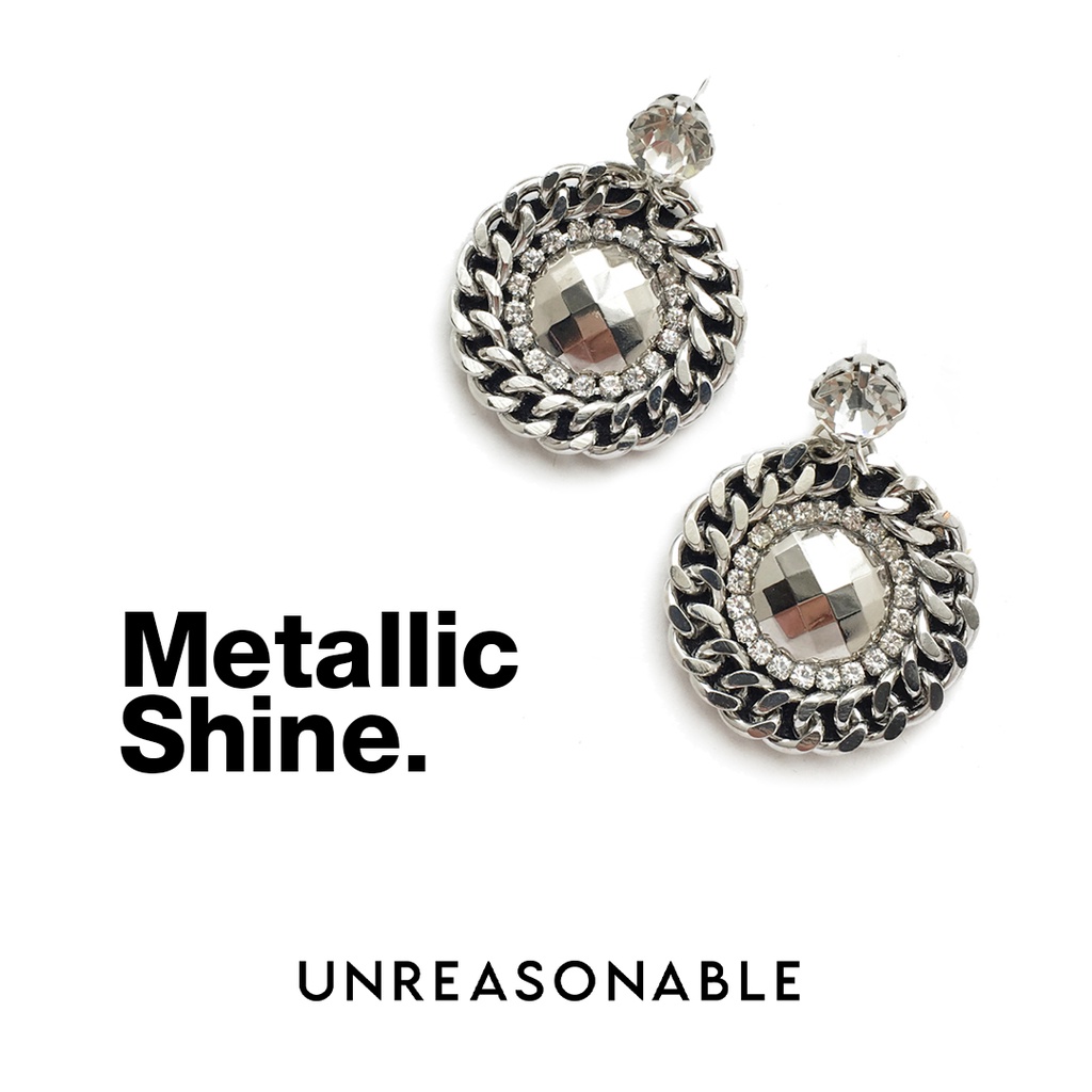 ต่างหู Metallic ต่างหูคลิป ต่างหูก้านเงินแท้ น้ำหนักเบา สวยใส่สบาย UA0017-01 Unreasonable Accessories
