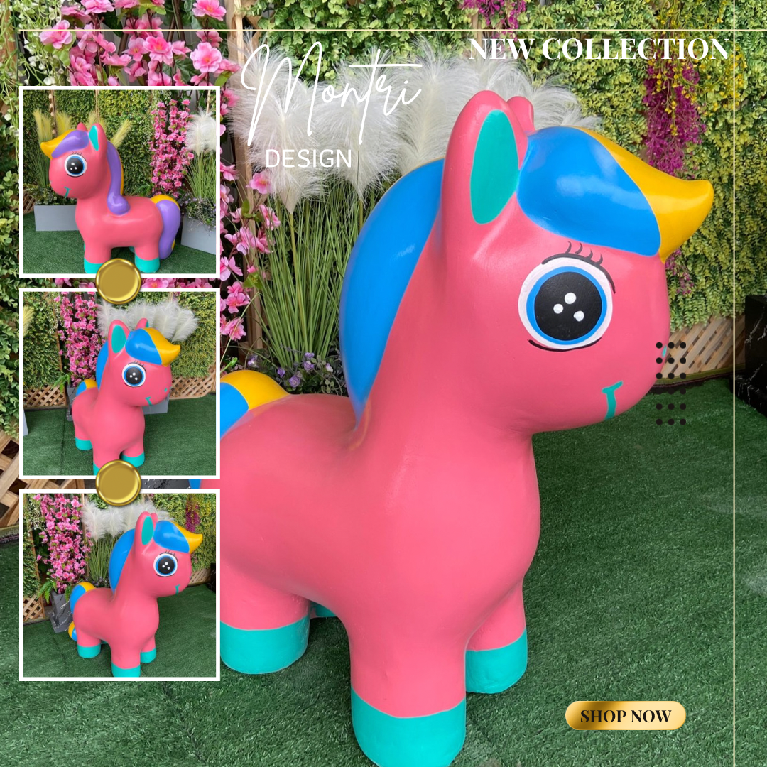 เก้าอี้รูปโพนี่ ม้านั่งม้าโพนี่ เก้าอี้ม้ายูนิคอร์น สีชมพู