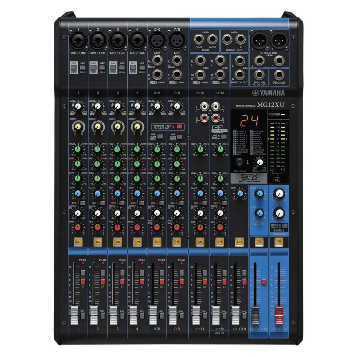 YAMAHA MG12XU 12-Channel Mixing Console: Max. 6 Mic / 12 Line Inputs