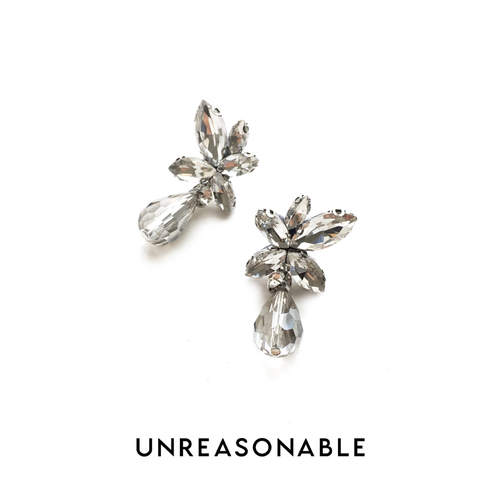 ต่างหู Drop สี Smokey ต่างหูคลิป ต่างหูก้านเงินแท้ น้ำหนักเบา สวยใส่สบาย UA0442-01 Unreasonable Accessories