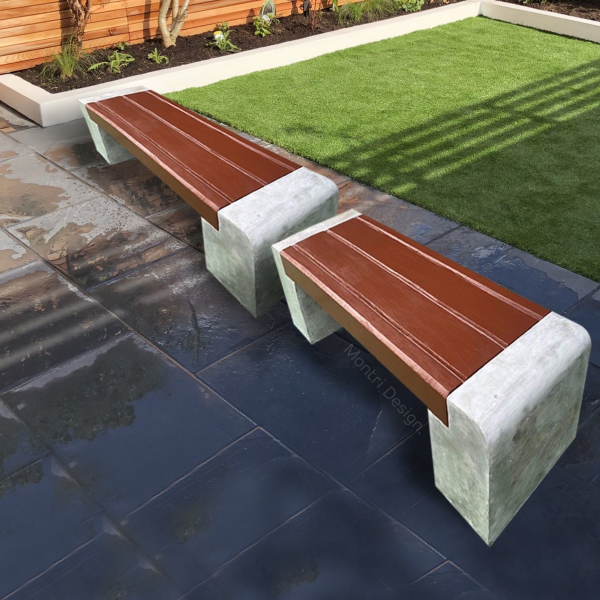 ม้านั่งสนาม เก้าอี้สนาม เก้าอี้คอนกรีต เก้าอี้ปูนเปลือย รุ่น Montridesign 01