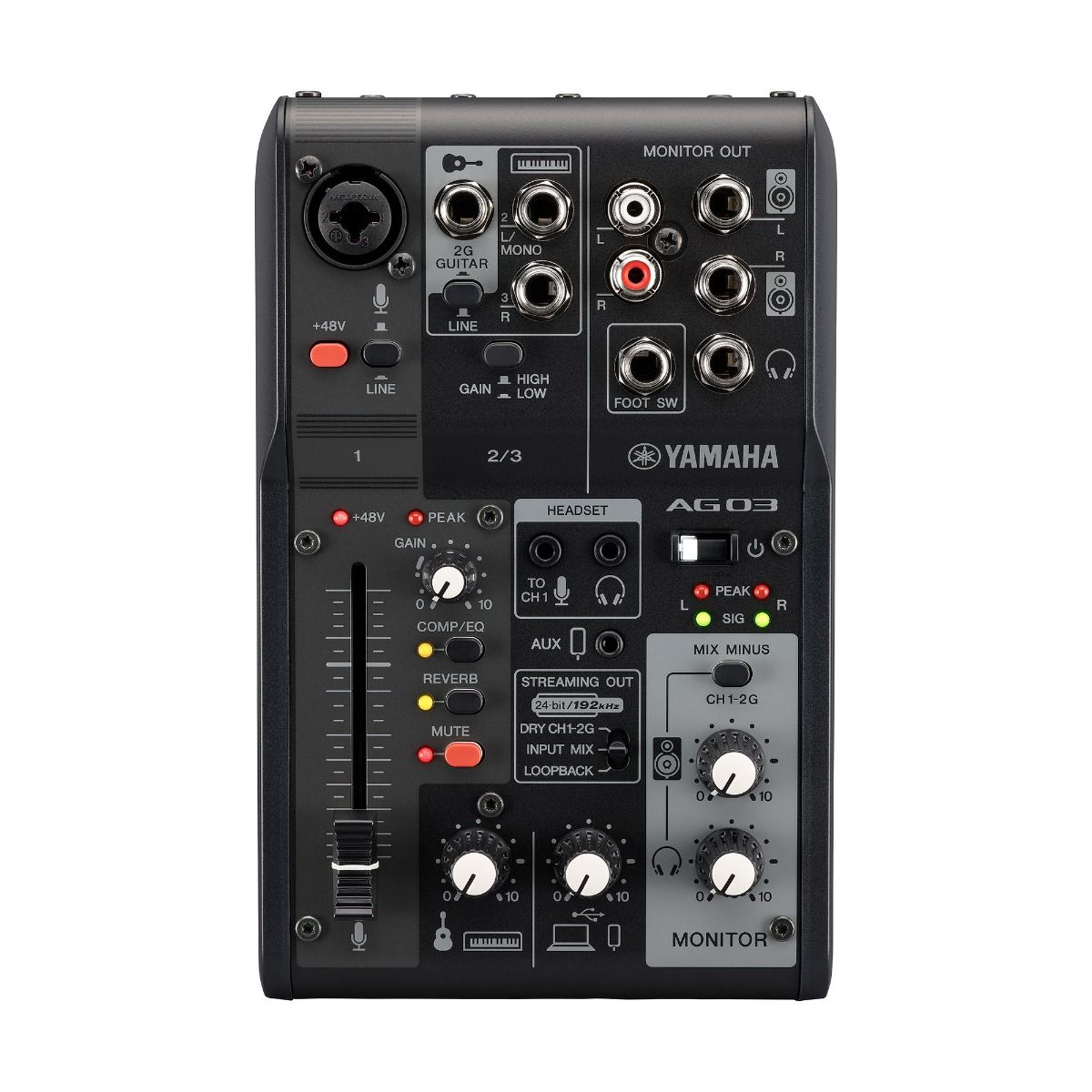 YAMAHA AG03MK2 3-Channel Live Streaming Loopback Audio USB Mixer