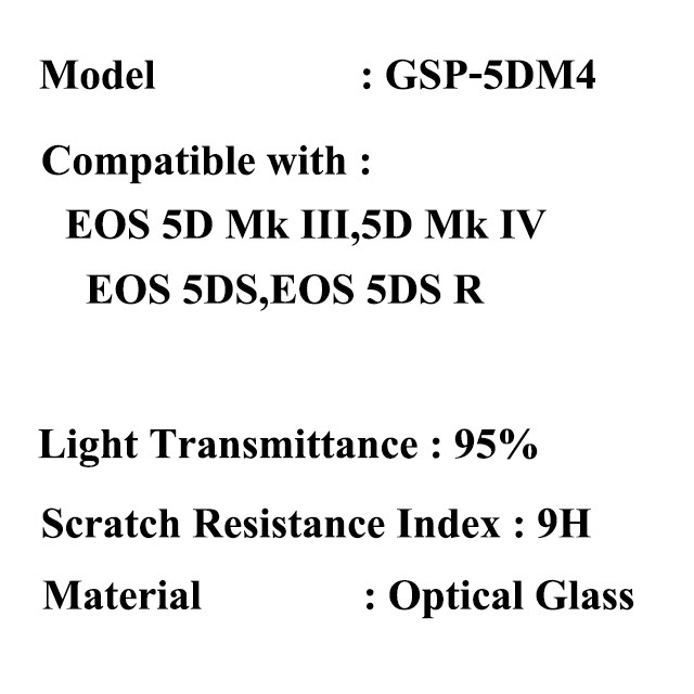 GSP-5DM4 แผ่นกระจกกันรอยจอ LCD แคนนอน EOS 5D Mk III,Mk IV,5DS,5DS R Canon LCD Screen Protector