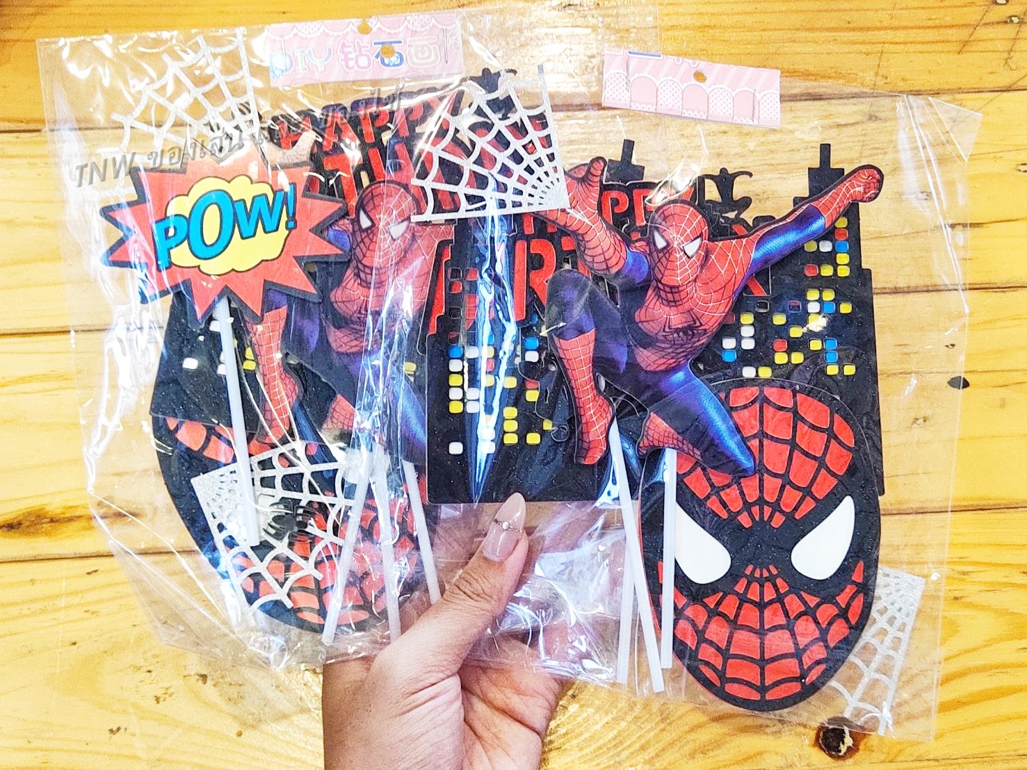 🕸 สไปเดอร์แมนแต่งเค้ก ป้ายปักเค้ก สไปเดอร์แมน อุปกรณ์แต่งเค้ก สุดเท่ 🕸