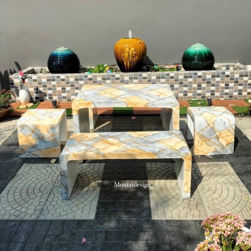 โต๊ะสนามกลางแจ้ง ชุดโต๊ะสนาม โต๊ะสนาม ชุดโต๊ะปูนซีเมนตร์ รุ่น Loft สุดโมเดิร์น