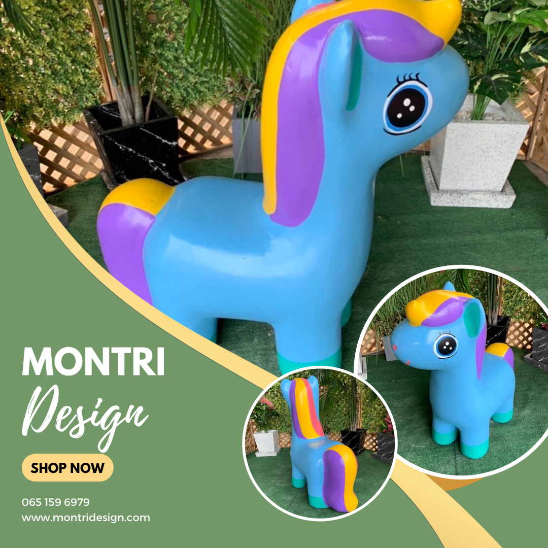 เก้าอี้รูปโพนี่ ม้านั่งม้าโพนี่ เก้าอี้ม้ายูนิคอร์น เก้าอี้ม้าโพนี่ สีฟ้า/เขียวมิ้นท์