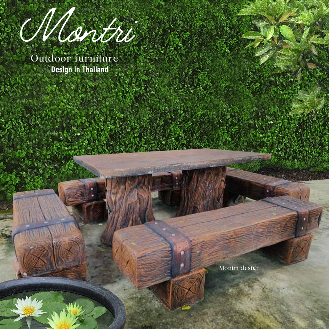 ชุดโต๊ะหมอนรถไฟ โต๊ะหมอนไม้เทียม รุ่น Official โต๊ะปุนลายไม้