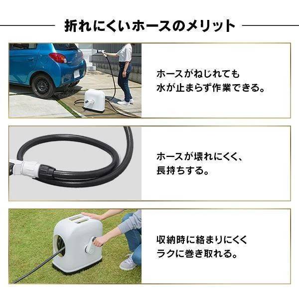 สายยางพร้อมที่ม้วนเก็บจากญี่ปุ่น Iris Ohyama full cover hose ree EX 20 m ในเซตมีหัวปืนฉีดน้ำมาให้ด้วย สีขาว