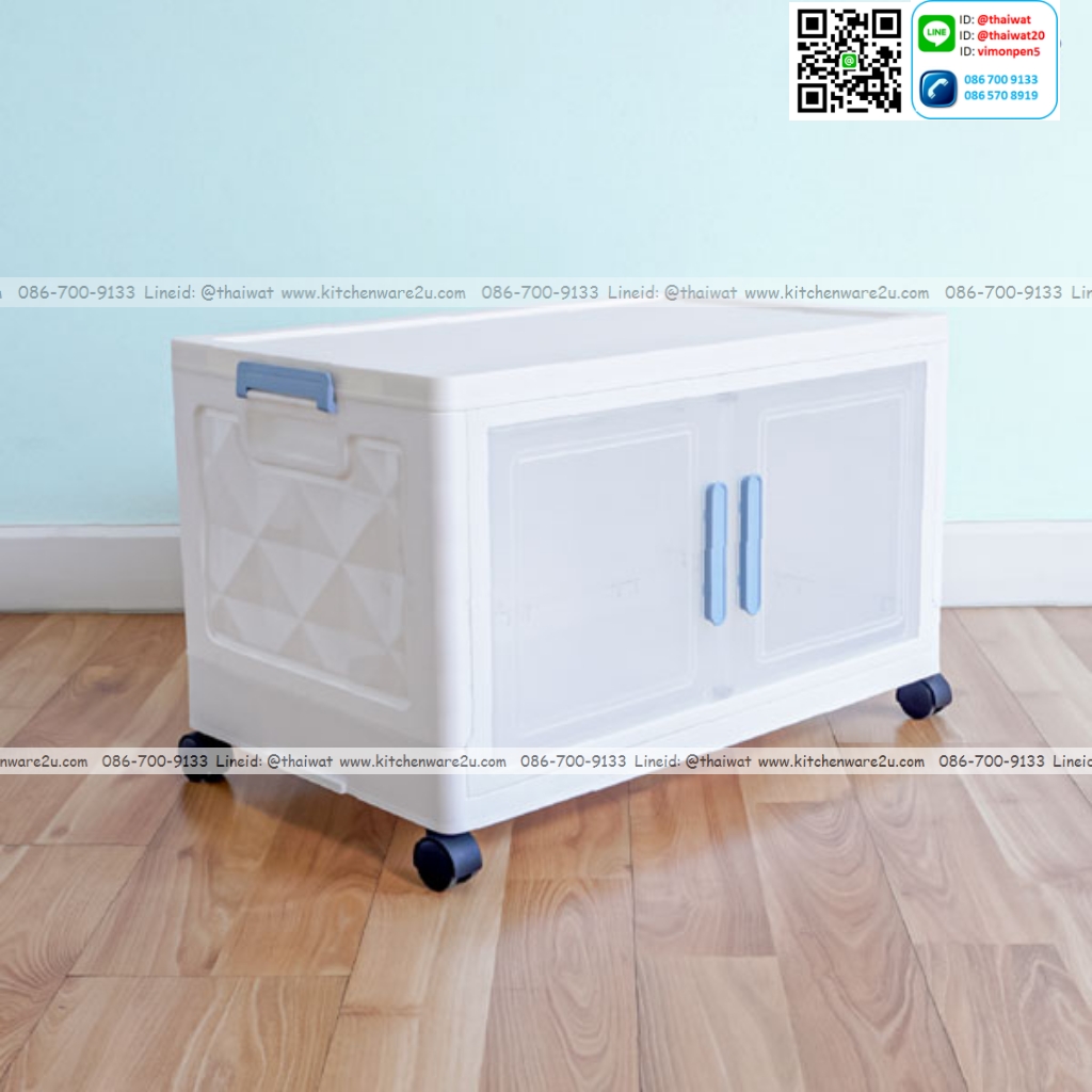 P13011 กล่องเก็บของพับได้ 3 ใบใหญ่ มีล้อ ฝาเปิด-ปิดแบบแม่เหล็ก (รวมล้อ 64.0 x 38.0 x 104.0 cm) ราคาขายส่งต่อ 3 ชุด: เฉลี่ย 850 บต่อชุด