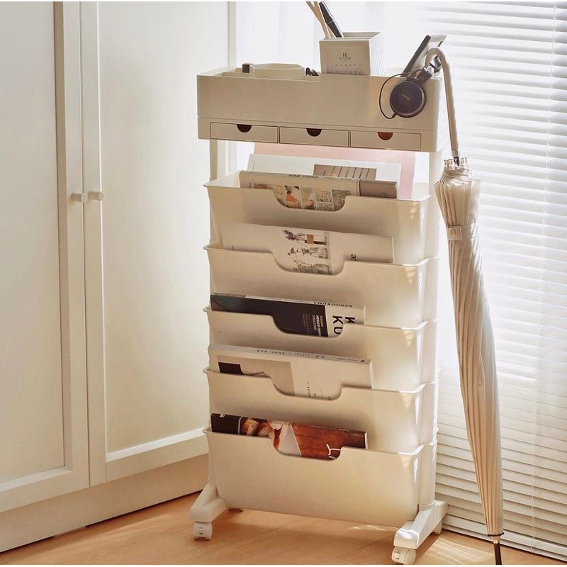 [พร้อมส่ง] Jnihouse : ชั้นพลาสติกล้อเลื่อนวางหนังสือ