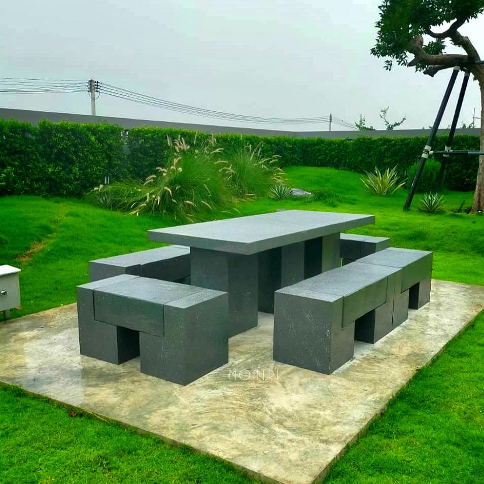 ชุดโต๊ะสนามสไตล์โมเดิร์น โต๊ะสนามลายหินอ่อน ขนาดยาว 2 เมตร นั่งได้ 14 ท่าน งานดีไซน์โดยคนไทย มีบริการจัดส่งพร้อมติดตั้งทั่วไทย