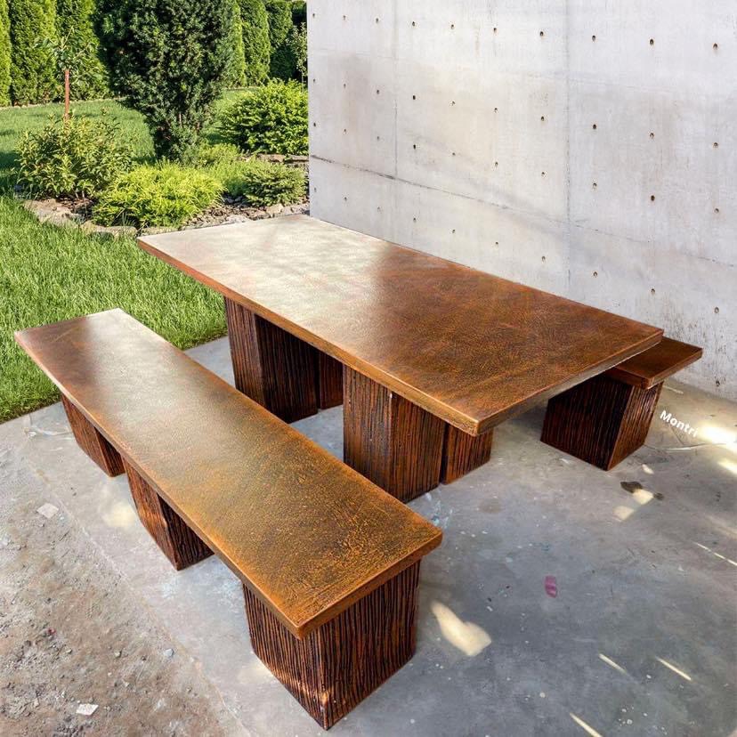 โต๊ะสนามลายไม้ สไตล์ธรรมชาติ ยาว 180 cm. รองรับได้ 8 ท่าน