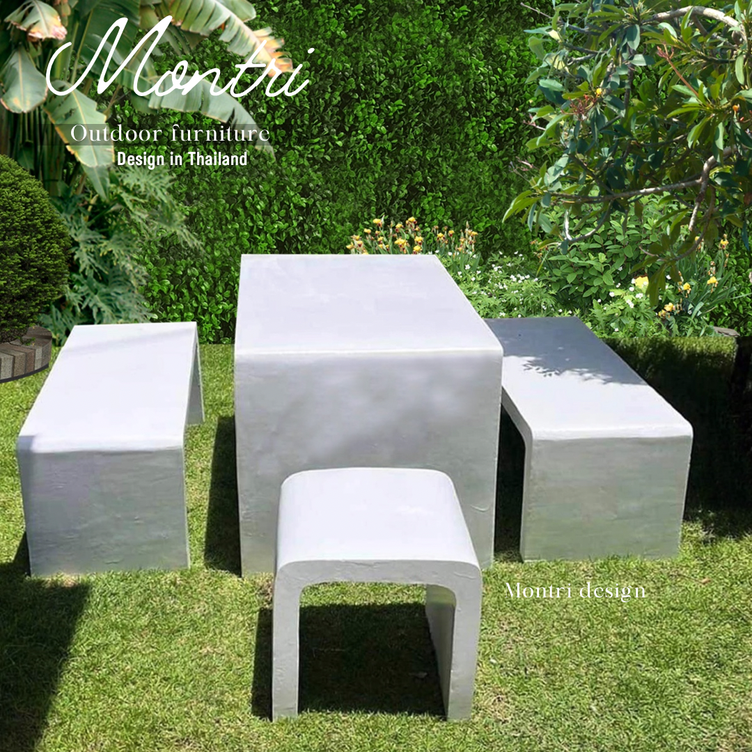 ชุดโต๊ะสนาม โต๊ะสนาม โต๊ะปูนซีเมนต์สไตล์ลอฟท์ รุ่น BigLoft สีปูนลอฟท์สีขาว สินค้าผลิตจากปูนซีเมนต์ แข็งแรง