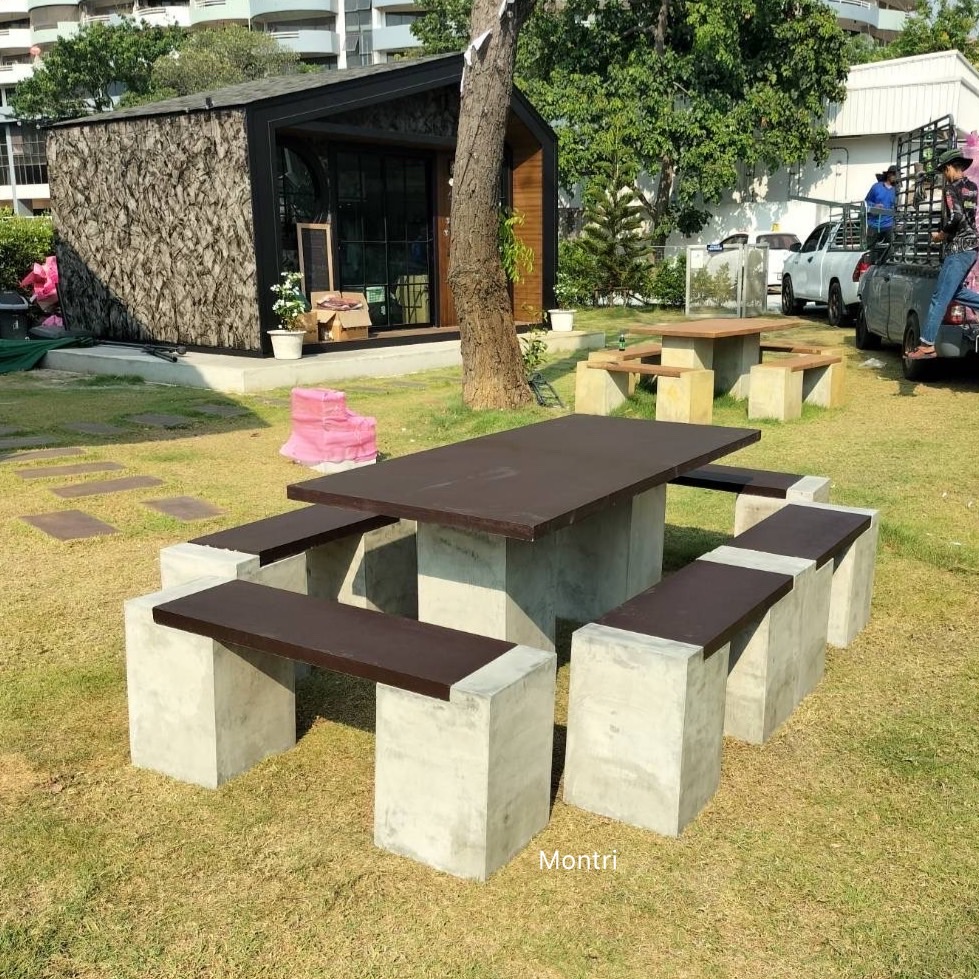 โต๊ะสนาม สไตล์โมเดิร์น ชุดโต๊ะสนามกลางแจ้ง ชุดโต๊ะสนาม ร้านมนตรีศิลป์ โต๊ะสนามกลางแจ้ง ชุดโต๊ะสนาม ชุด 12 ที่นั่ง ขนาด 180*80 cm.